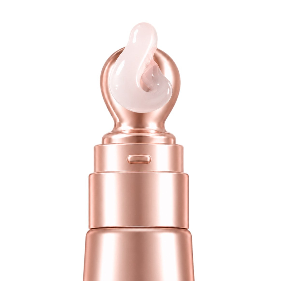 Rose-gold applicator tip with a swirl of serum