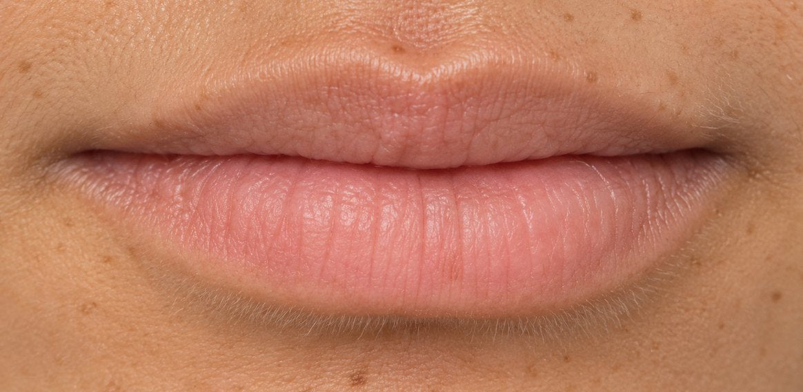 Close-up of softly plumped, hydrated lips