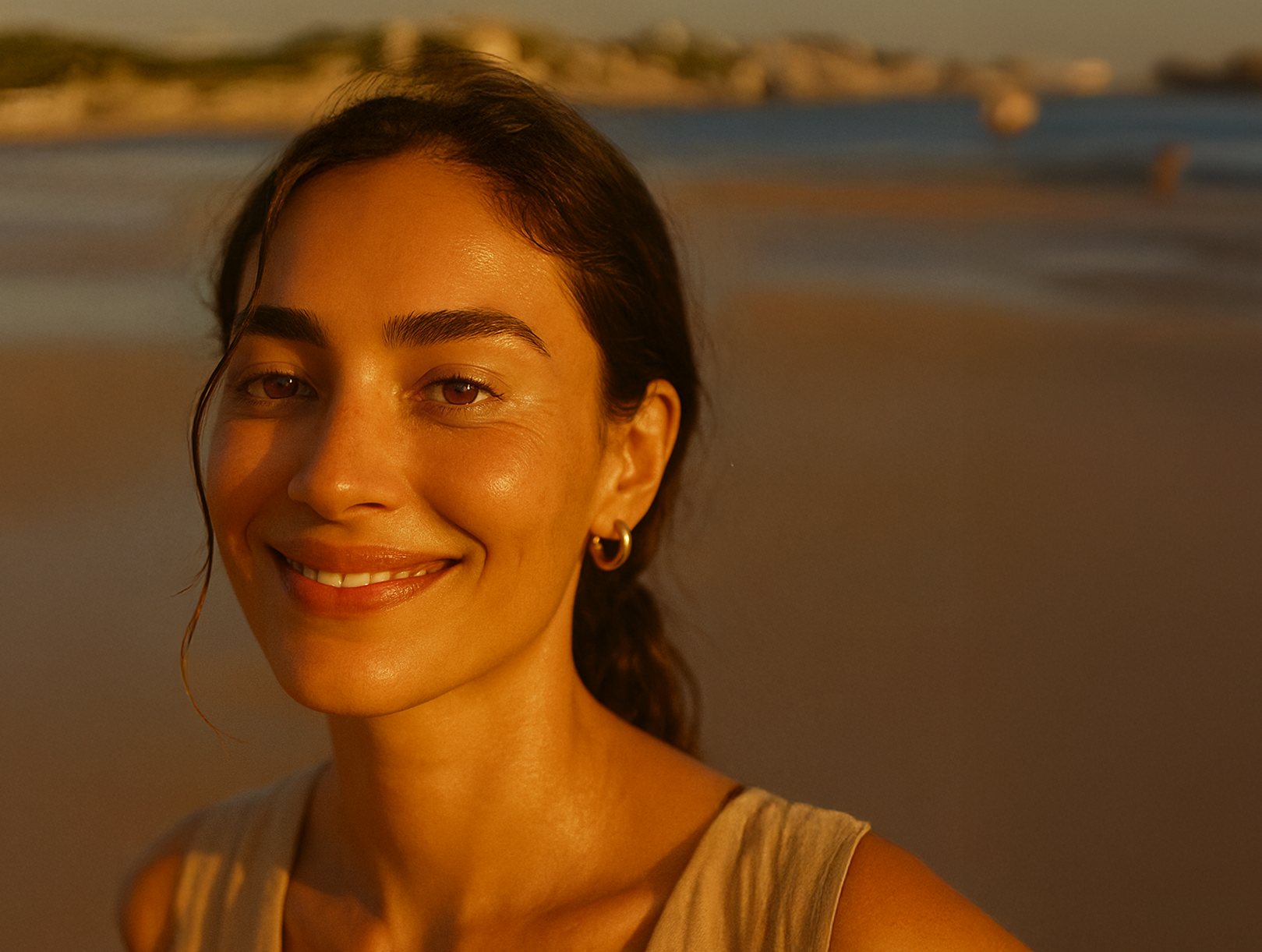 Warm sunset portrait background